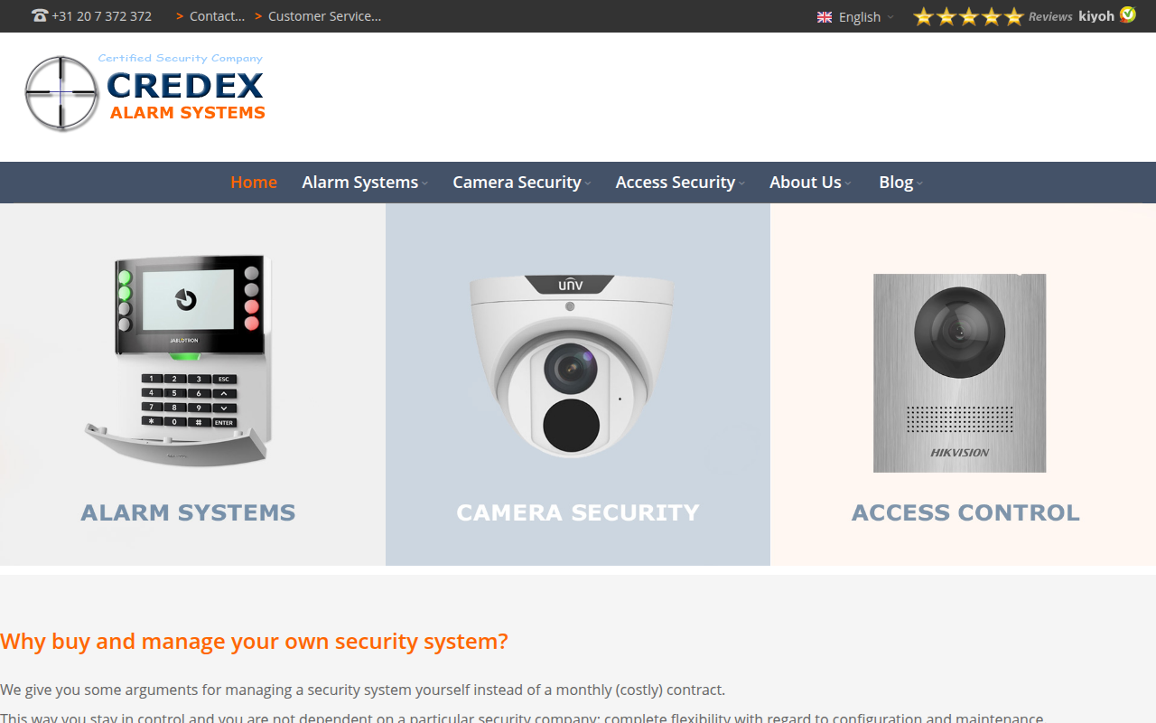Screenshot van credexalarmsystems.eu