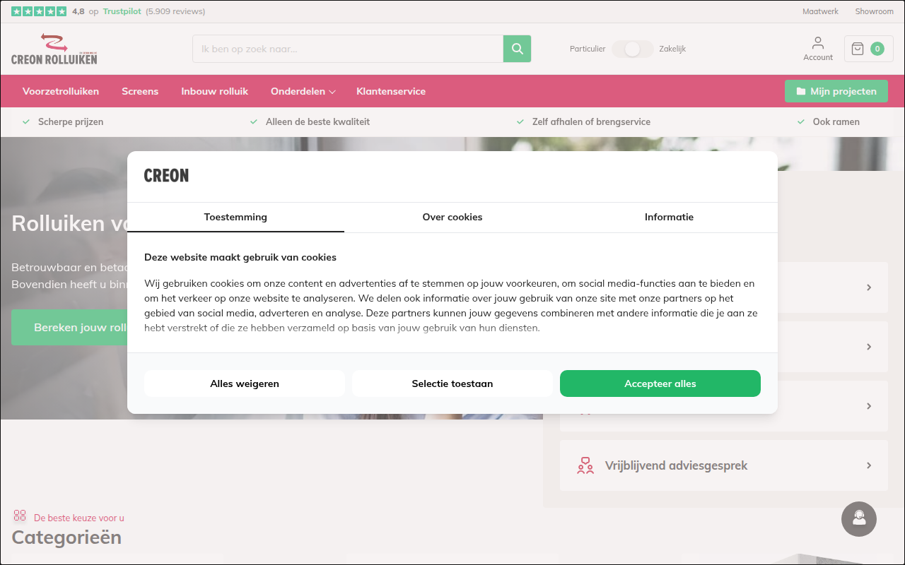 Screenshot van creon-rolluiken.be