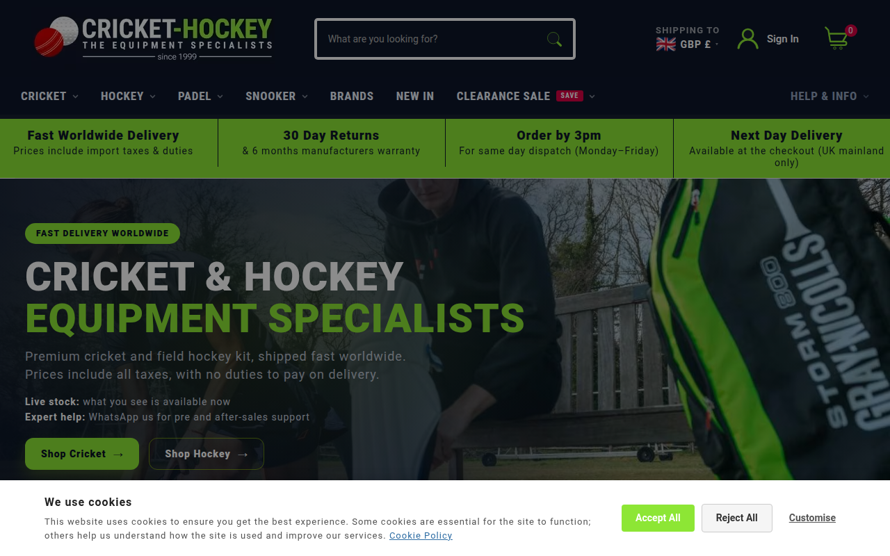 Screenshot van cricket-hockey.com