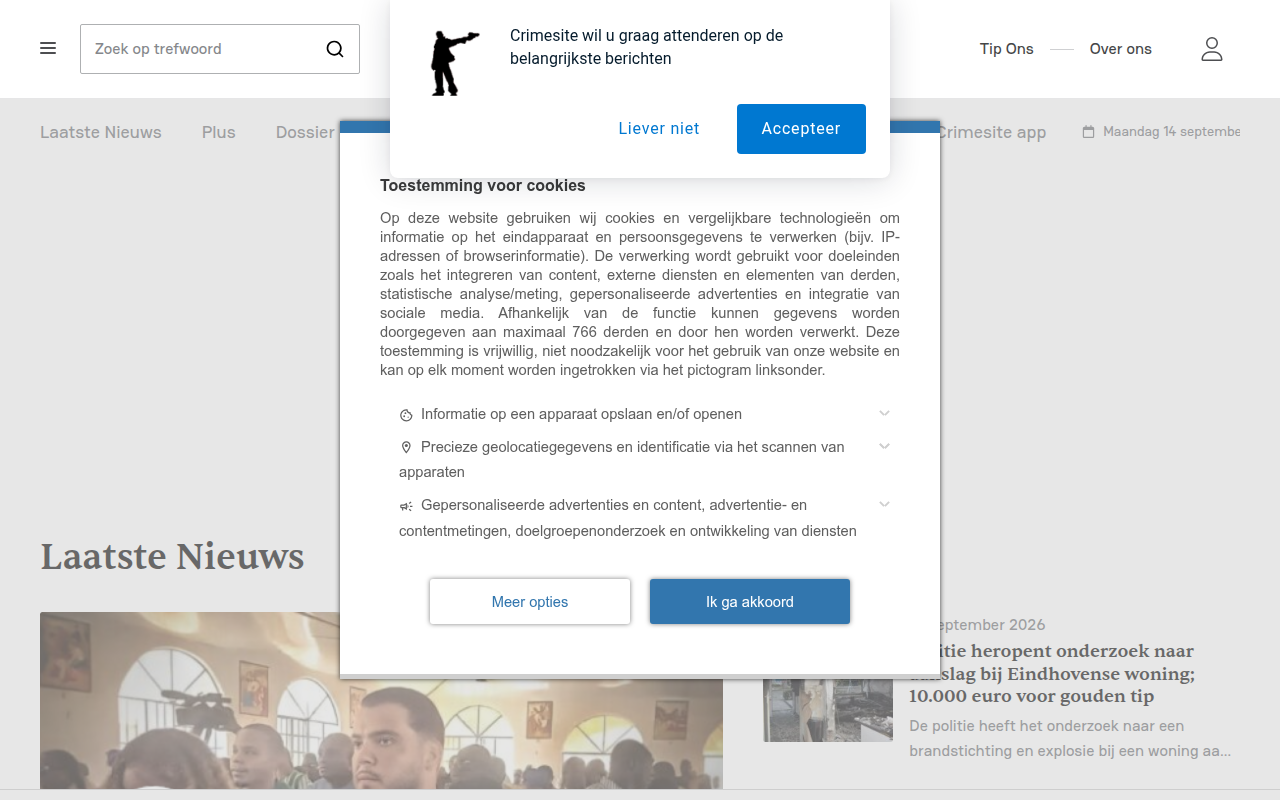 Screenshot van crimesite.nl