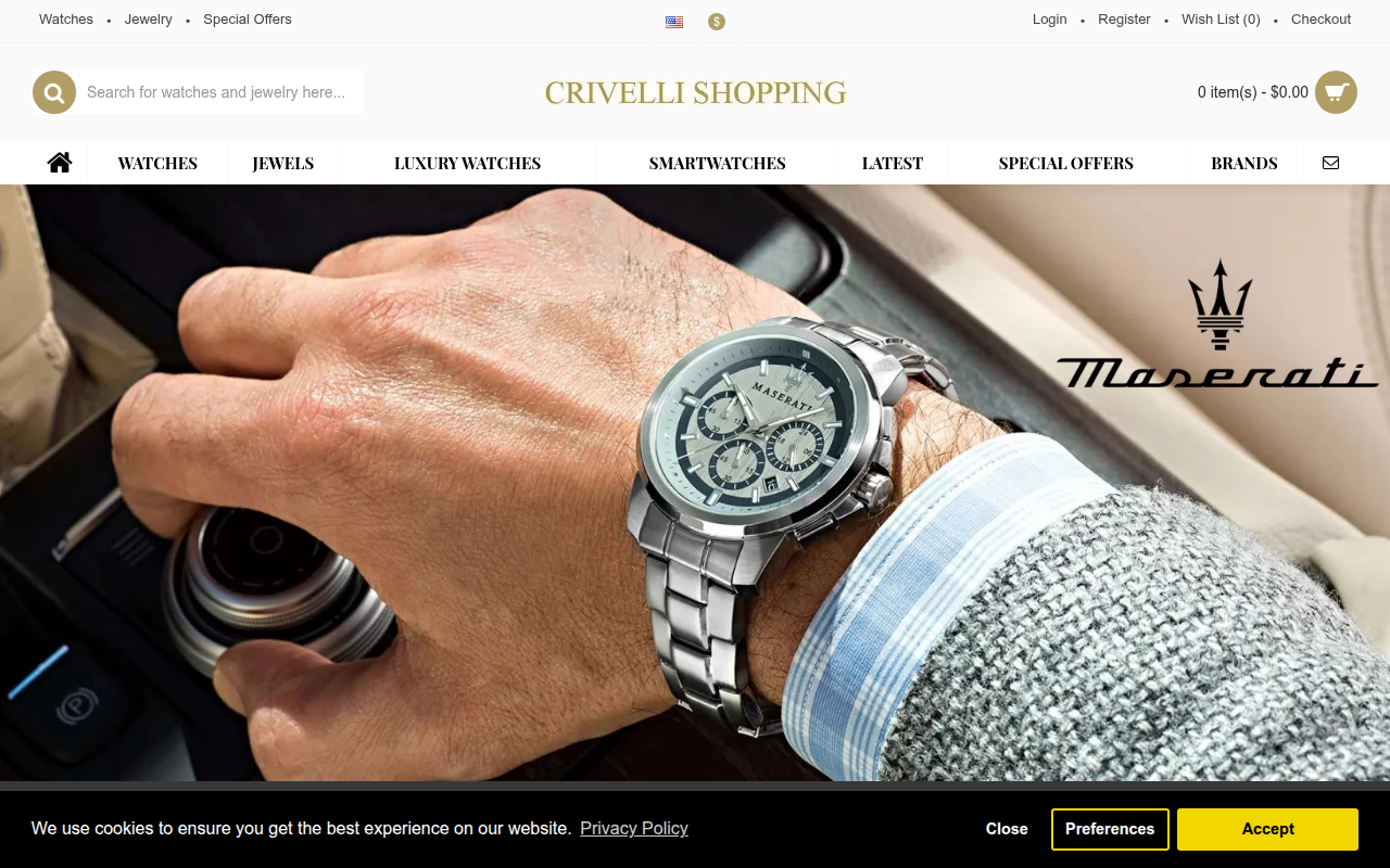 Screenshot van crivellishopping.com