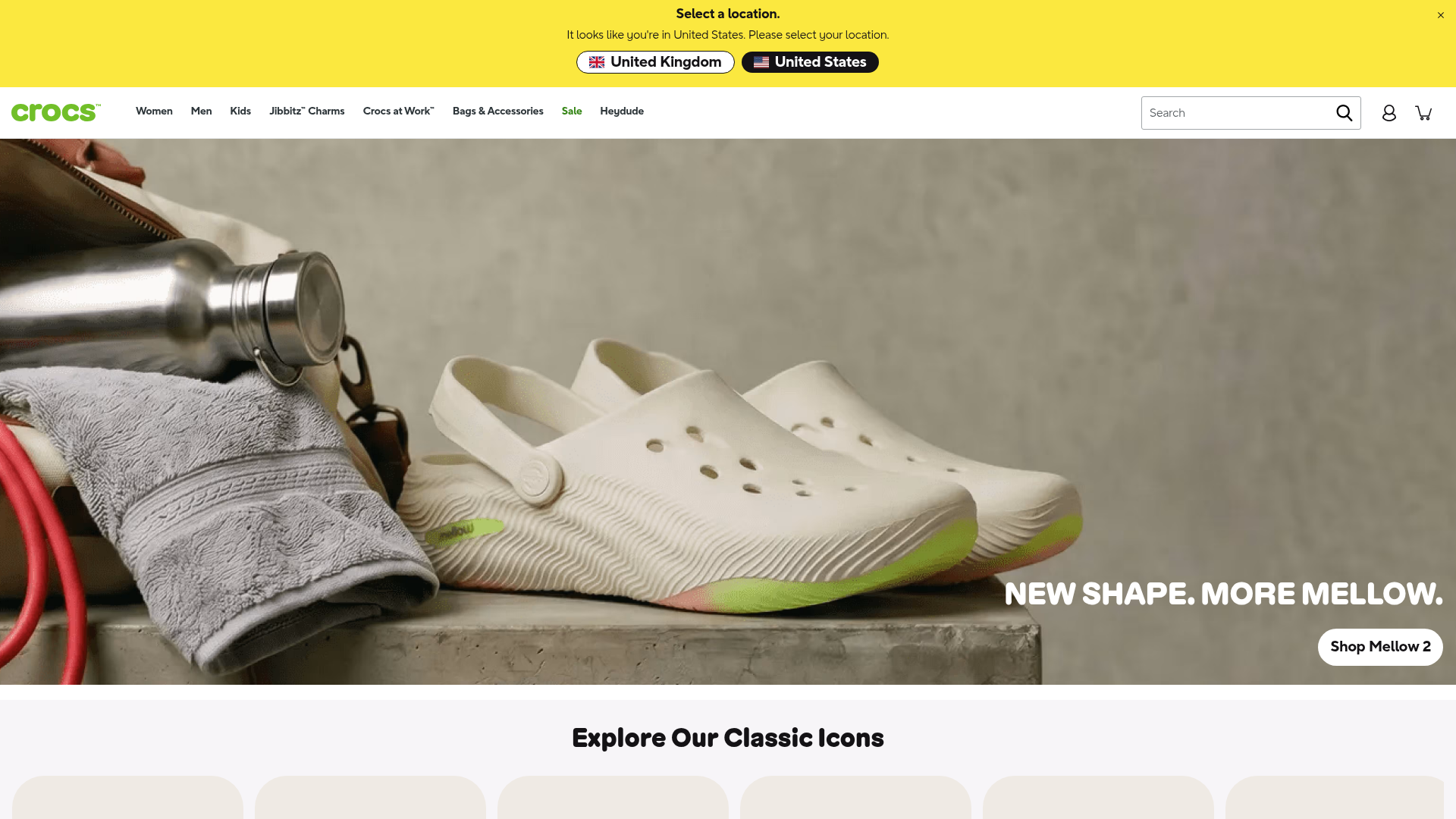 Screenshot van crocs.co.uk