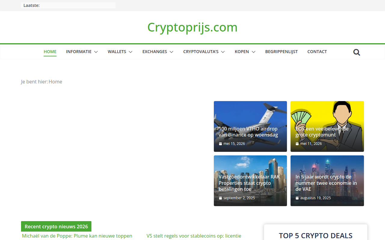 Screenshot van Cryptoprijs