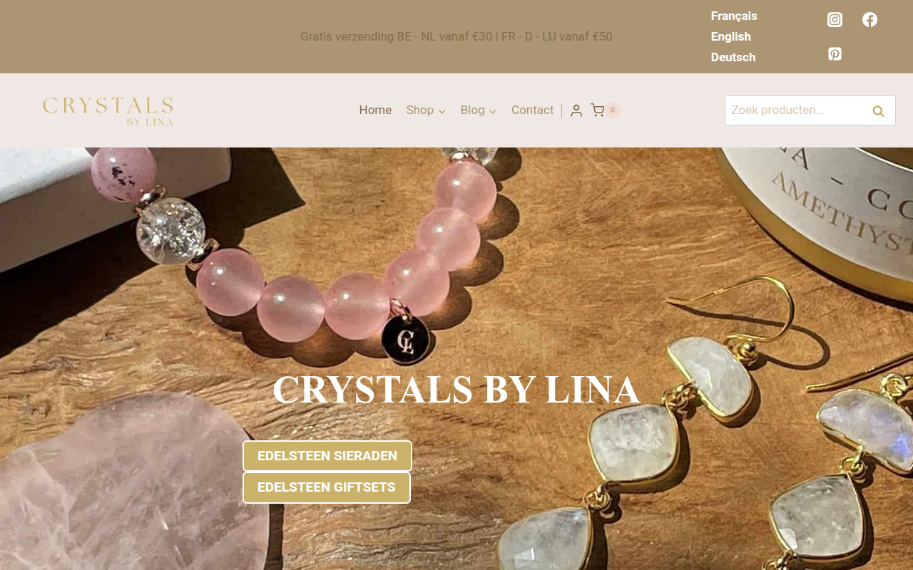 Screenshot van Home edelsteen cadeau - Crystals by Lina - Edelsteen cadeau