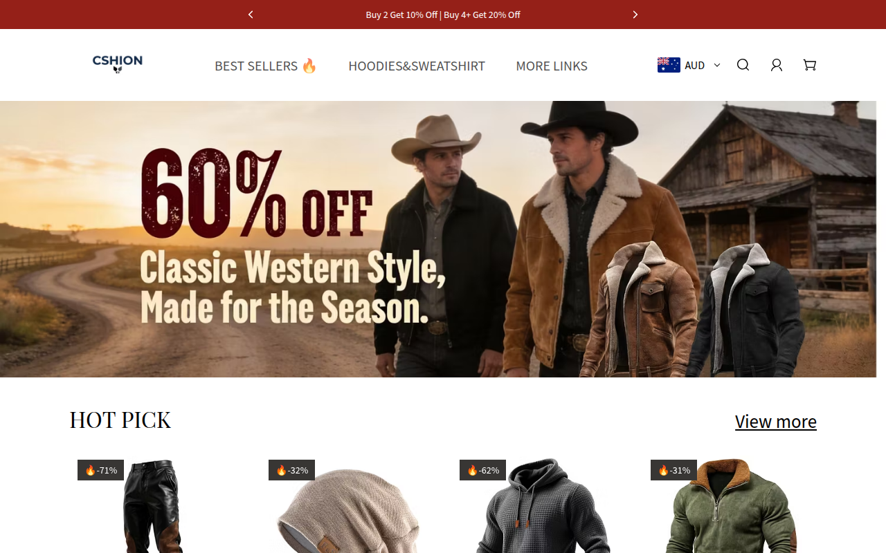 Screenshot van cshion.com