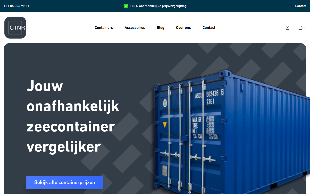 Screenshot van ctnr.nl