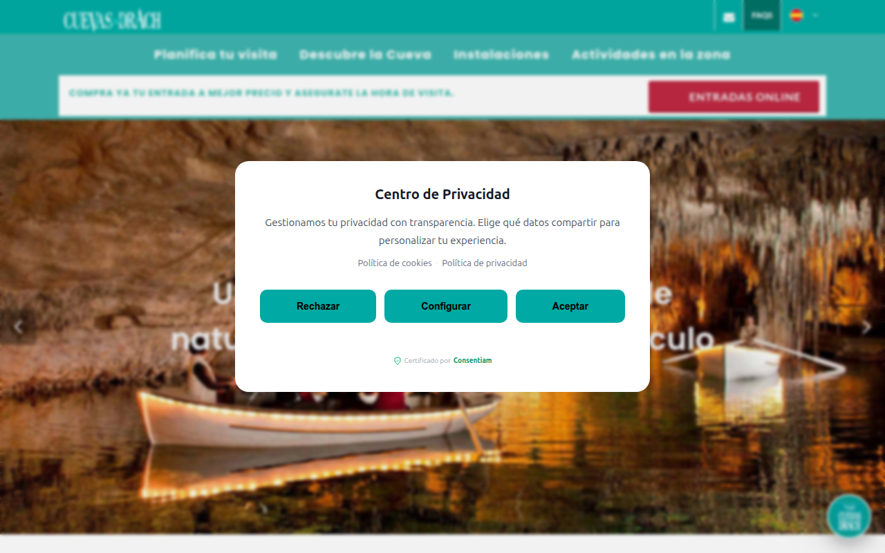 Screenshot van cuevasdeldrach.com