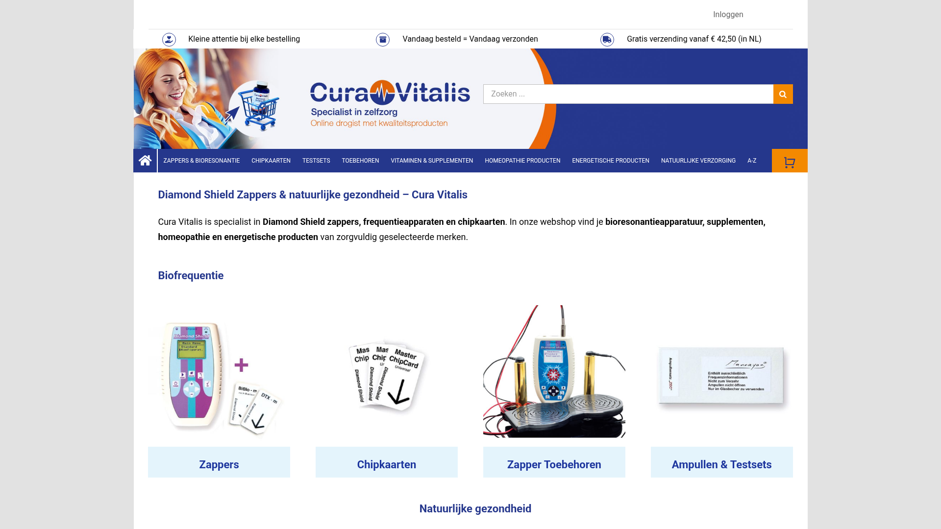 Screenshot van curavitalis.nl
