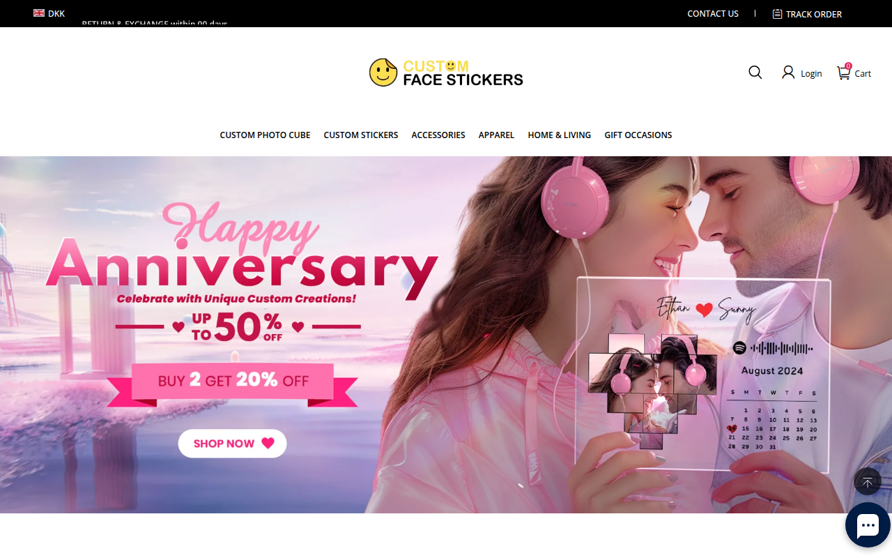 Screenshot van customfacestickers.com