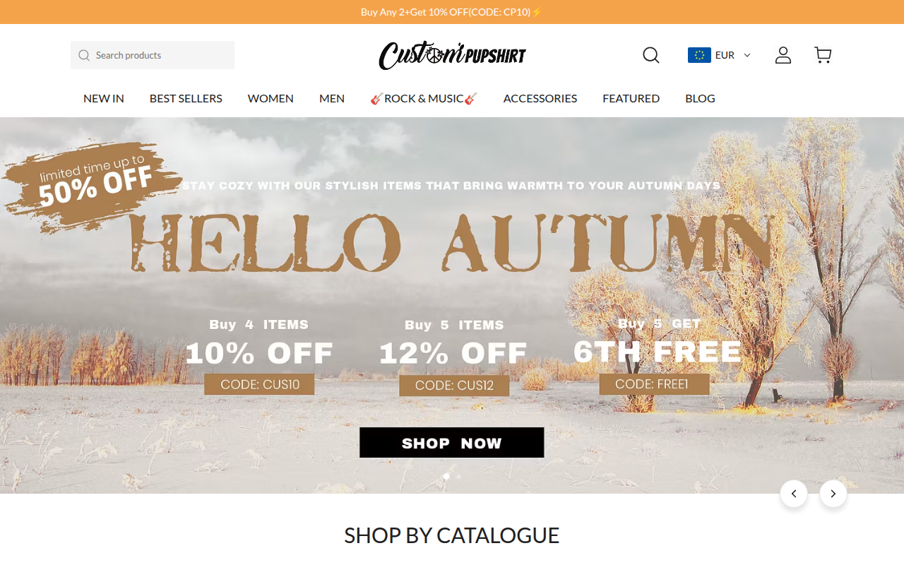 Screenshot van custompupshirt.com