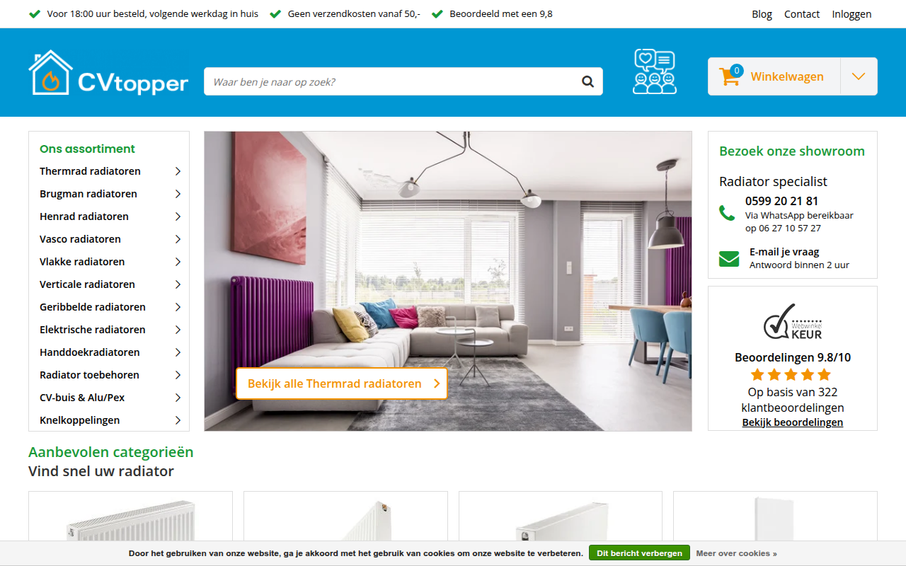 Screenshot van cvtopper.nl