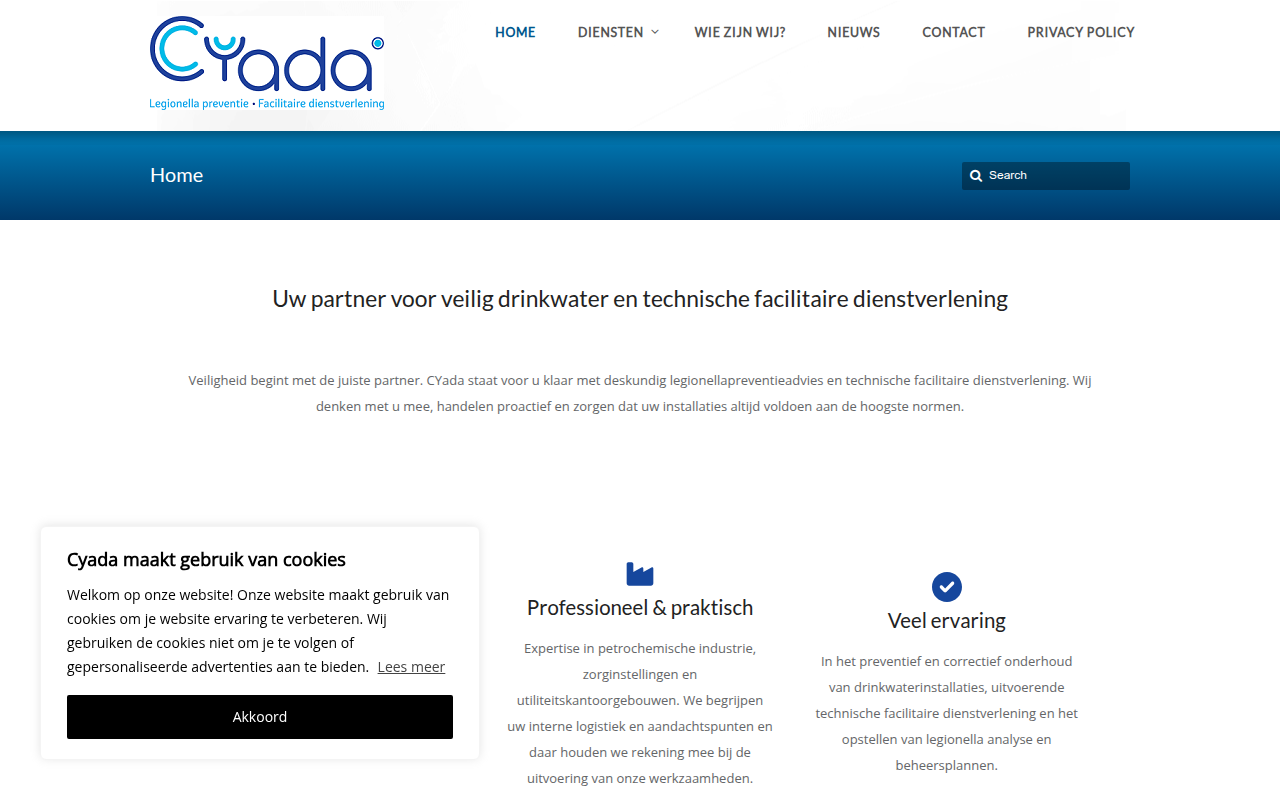 Screenshot van cyada.nl