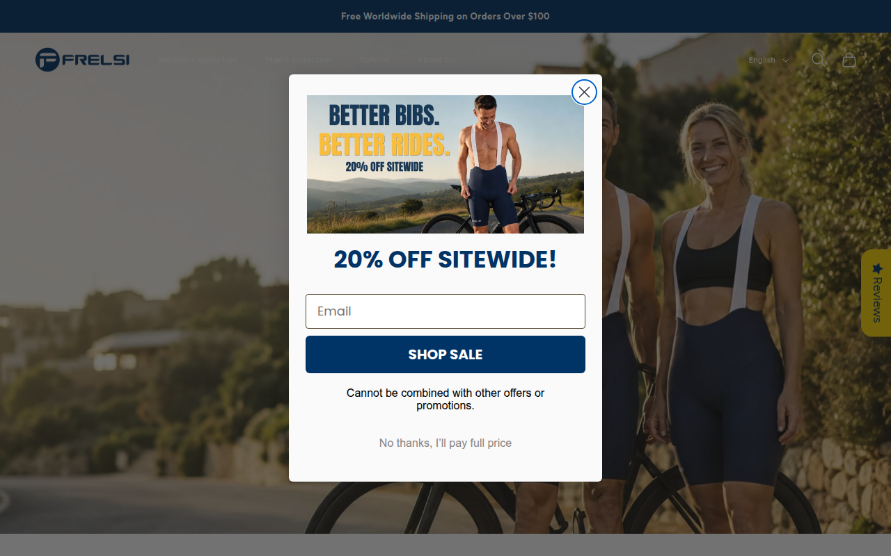 Screenshot van cyclingfrelsistore.com