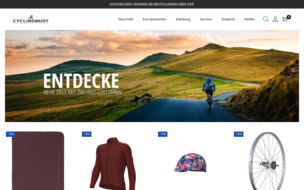 Screenshot van cyclingmustgoods.com
