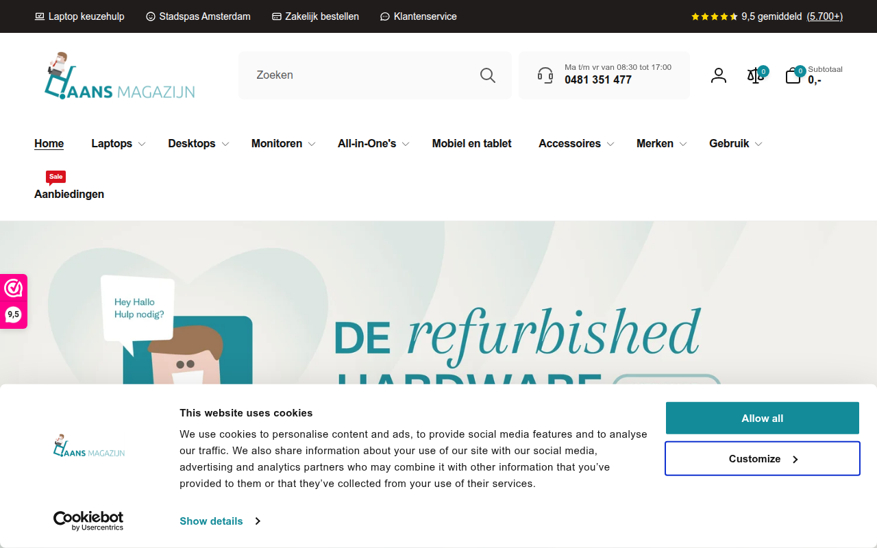 Screenshot van daansmagazijn.nl