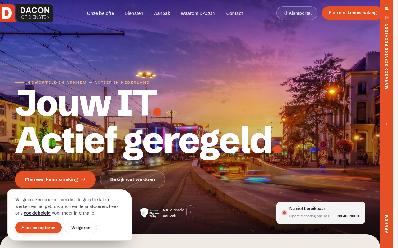 Screenshot van dacon.nl