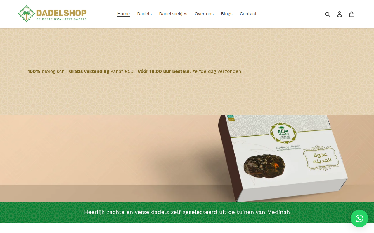 Screenshot van dadelshop.nl