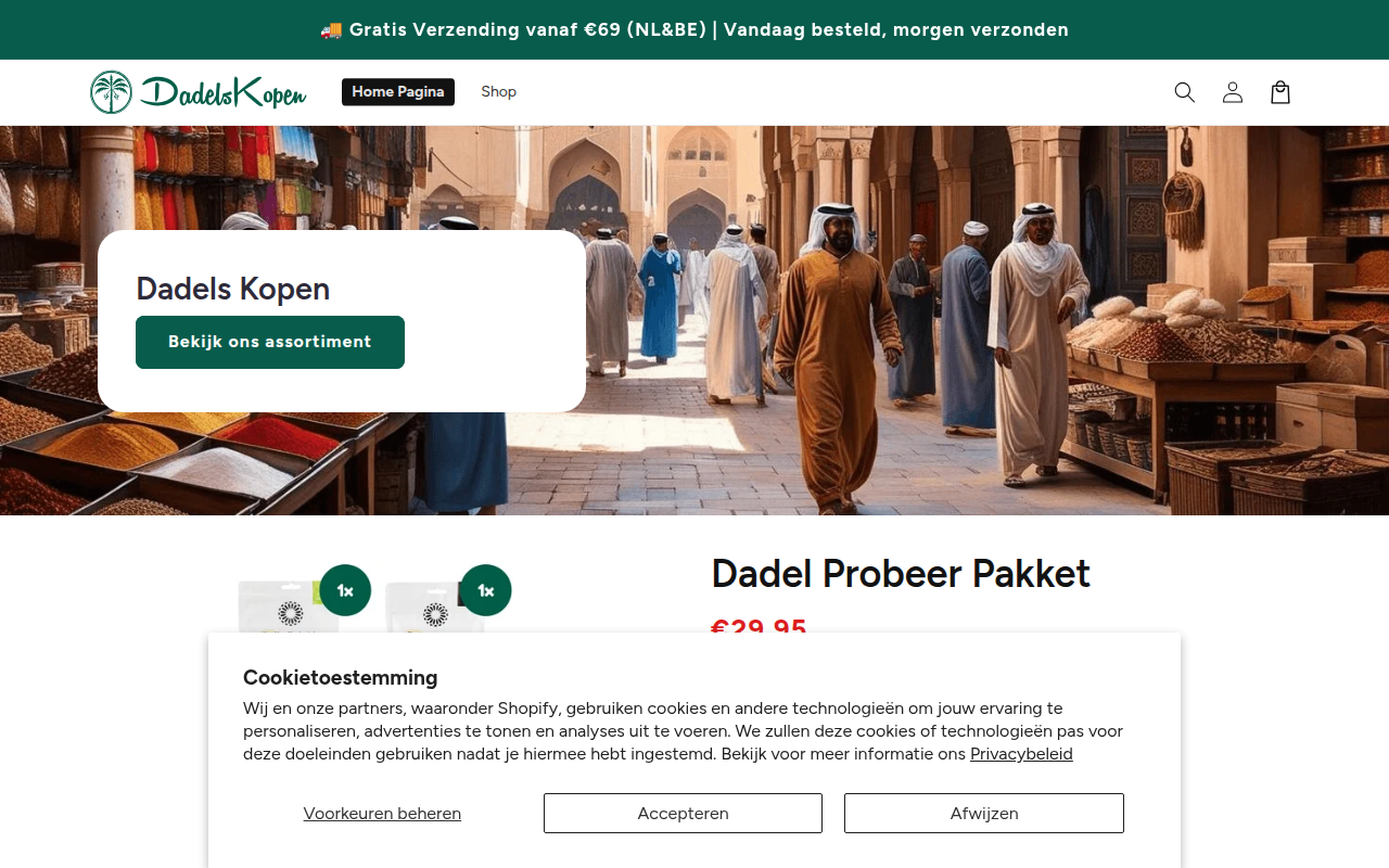 Screenshot van dadelskopen.nl