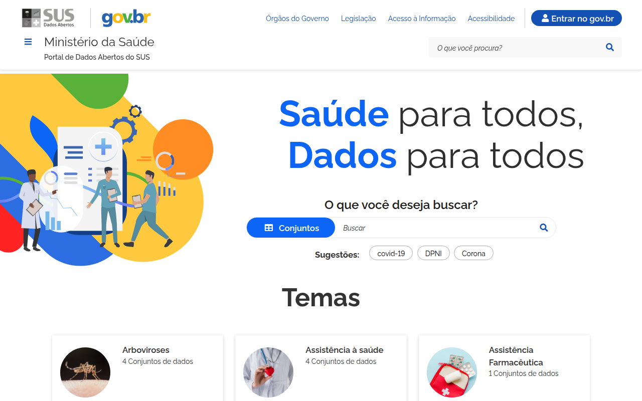 Screenshot van dadosabertos.saude.gov.br