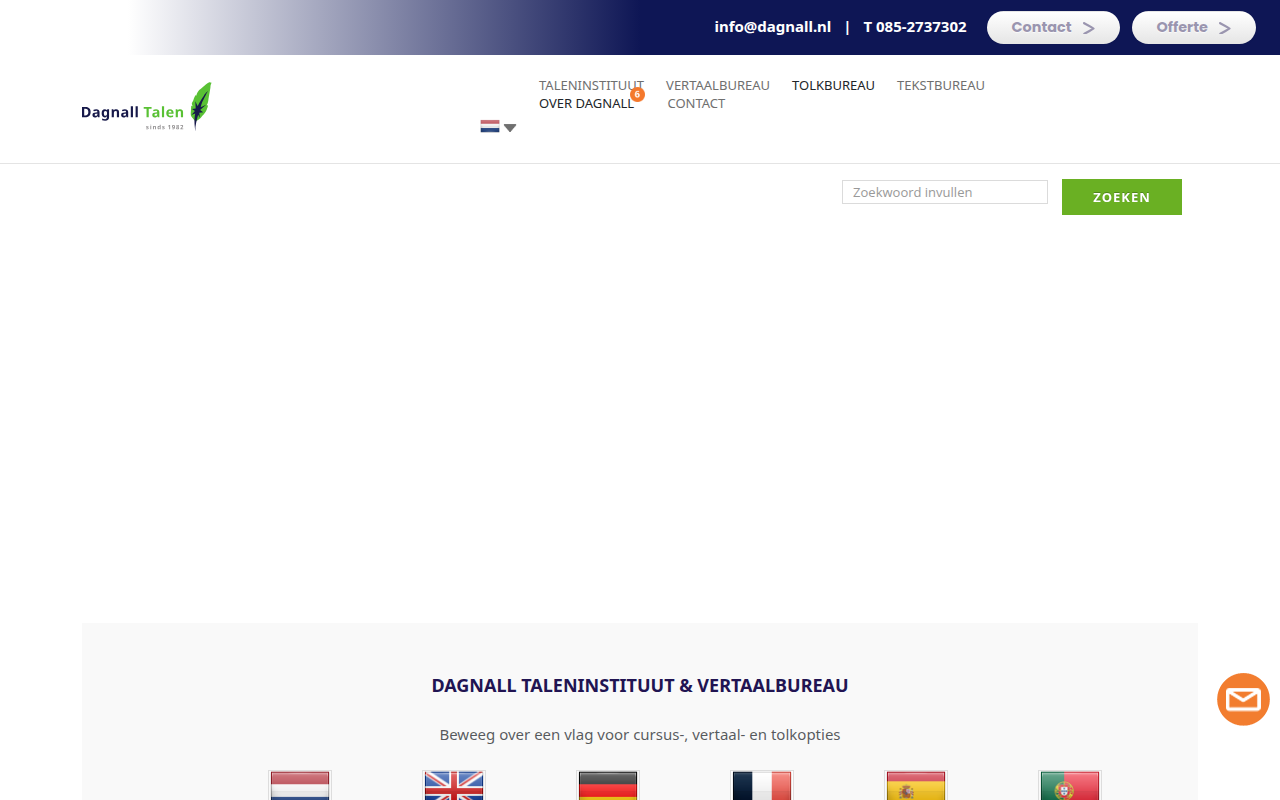 Screenshot van dagnall.nl