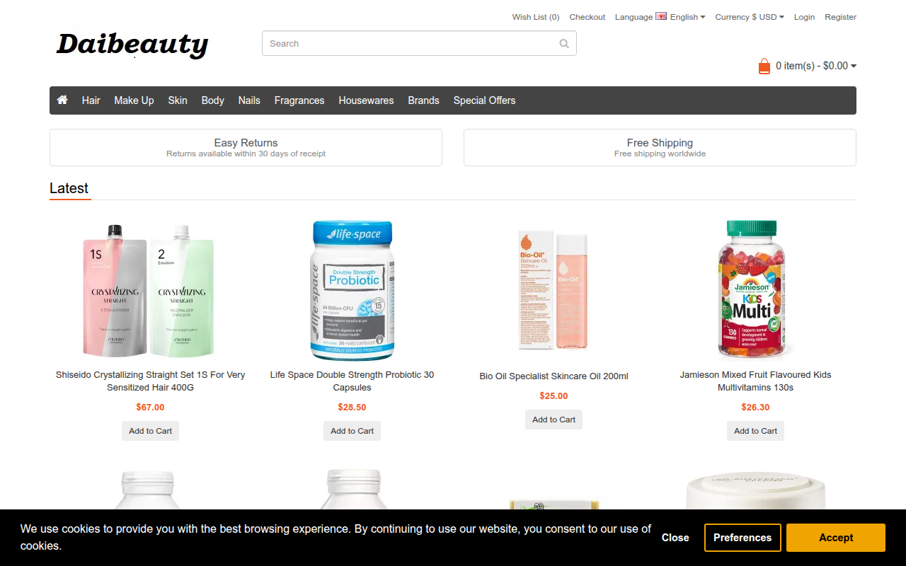 Screenshot van daibeauty.com