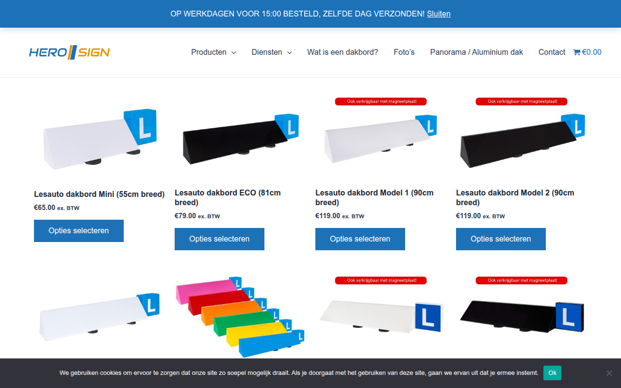 Screenshot van dakborden.com