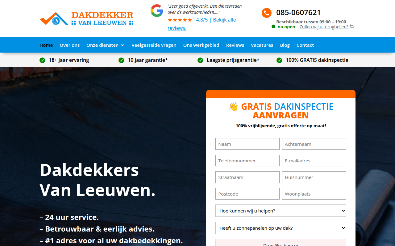 Screenshot van dakdekkers-vanleeuwen.nl