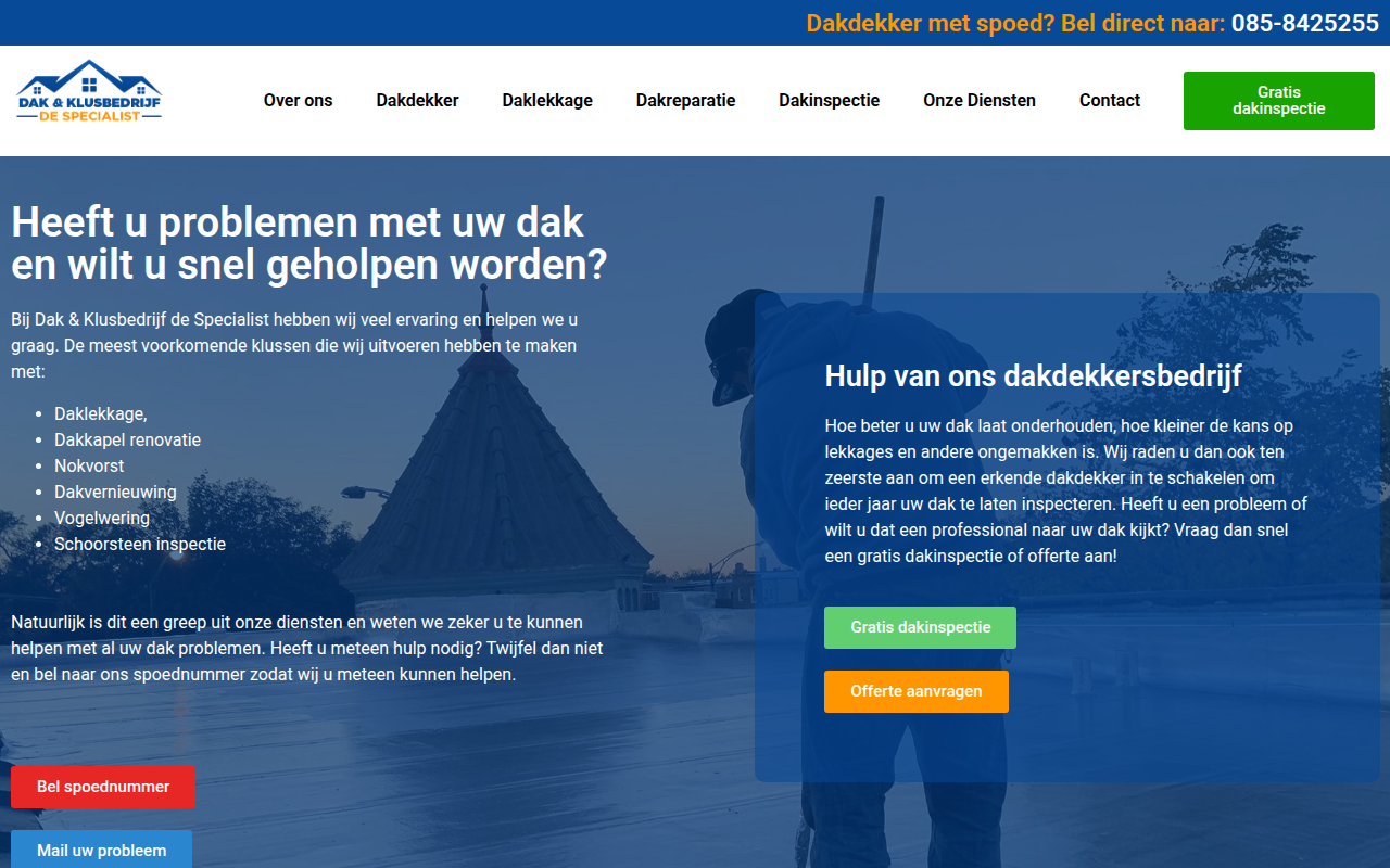 Screenshot van dakenklusspecialist.nl