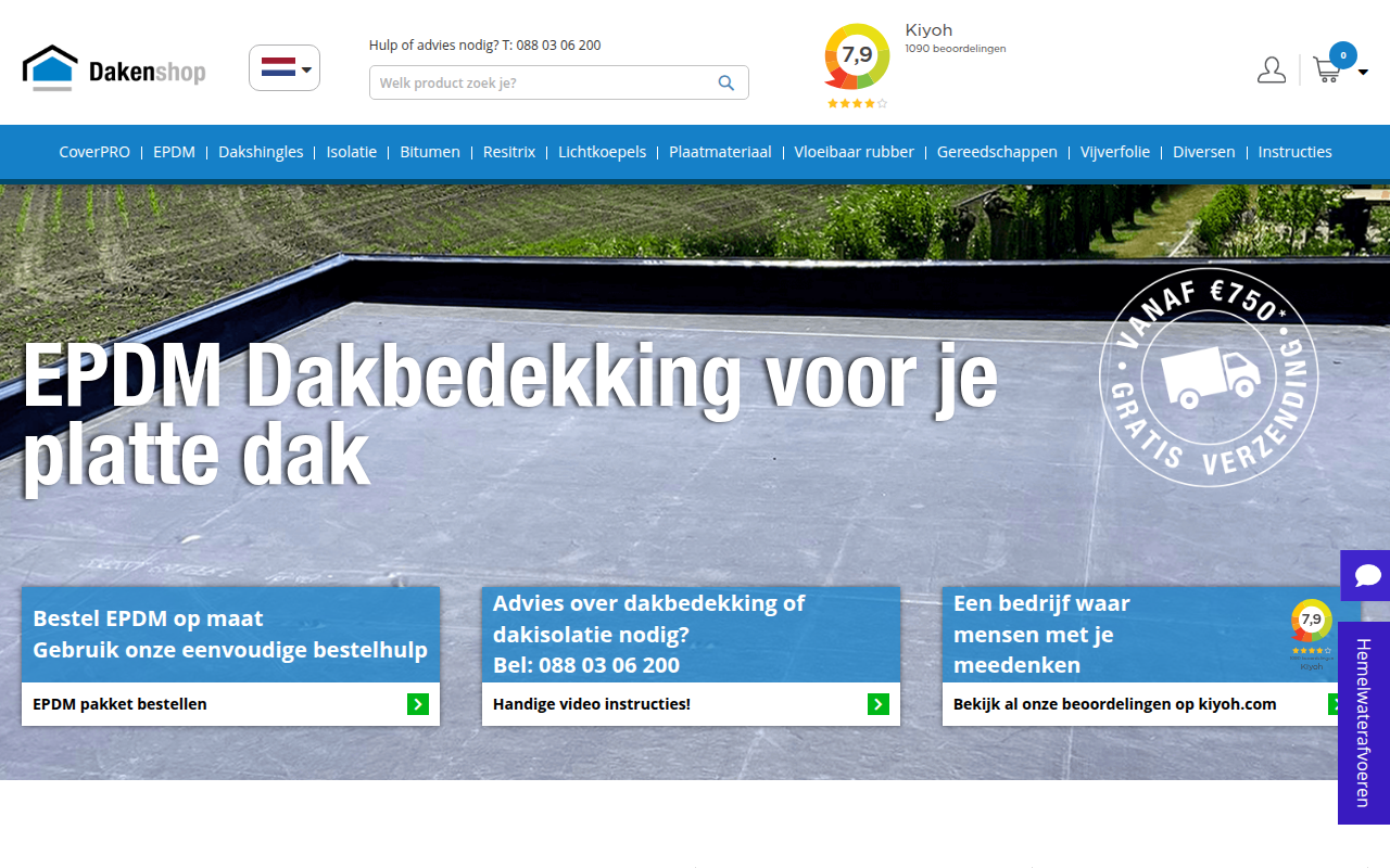 Screenshot van dakenshop.nl