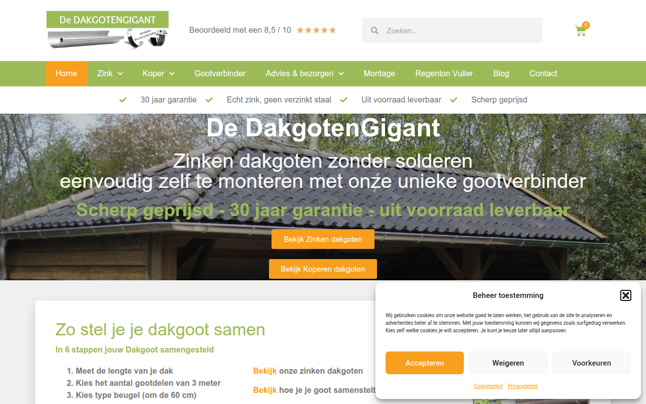 Screenshot van dakgotengigant.nl
