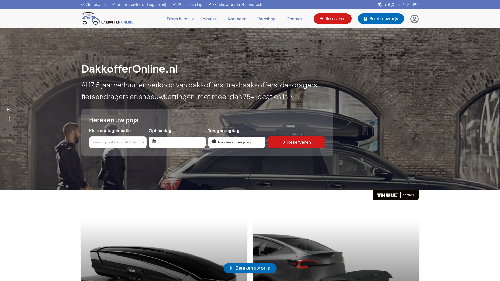 Screenshot van dakkofferonline.nl