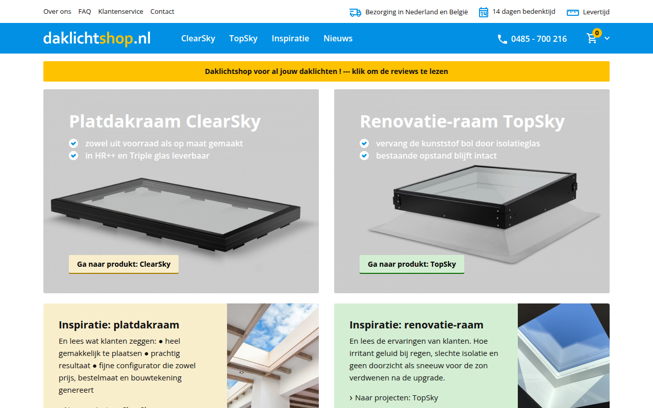 Screenshot van daklichtshop.nl