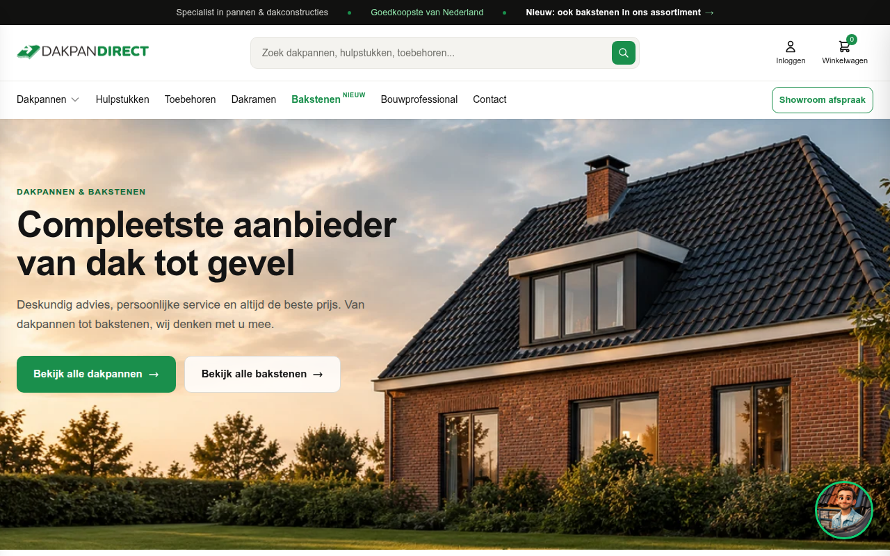Screenshot van dakpandirect.nl