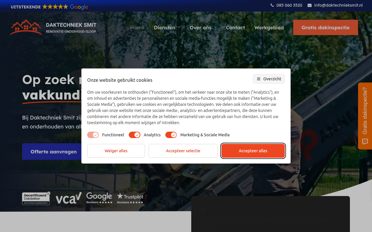 Screenshot van daktechnieksmit.nl