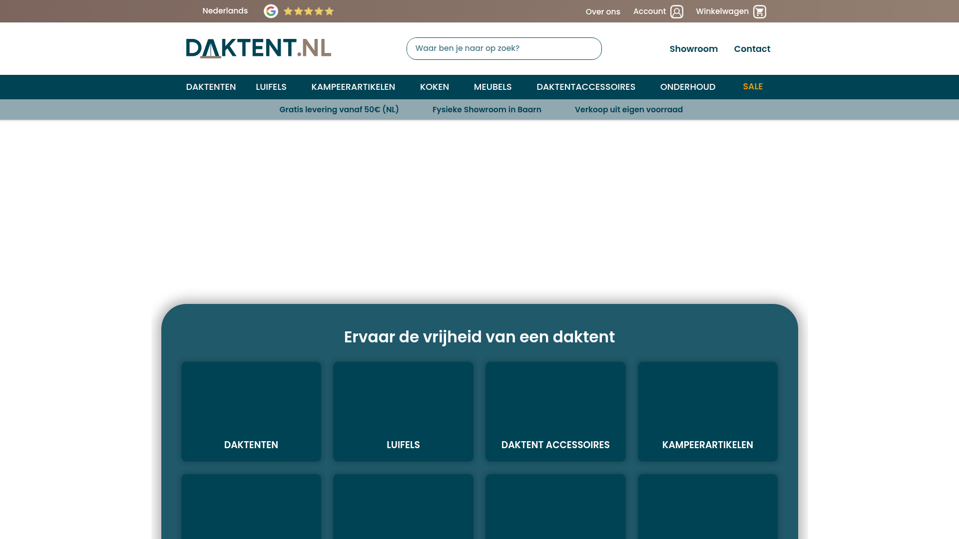 Screenshot van daktent.nl