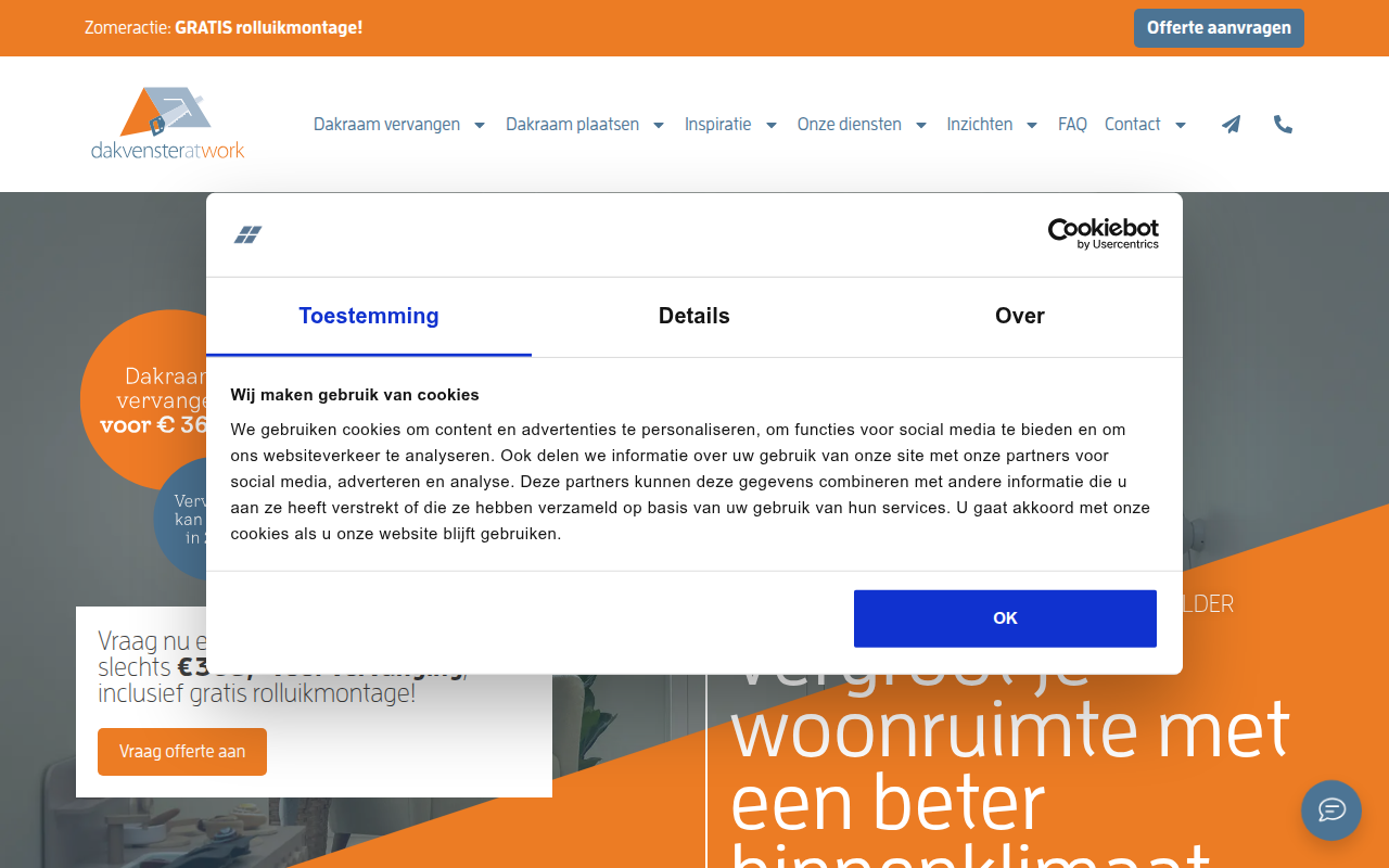 Screenshot van dakvensteratwork.nl