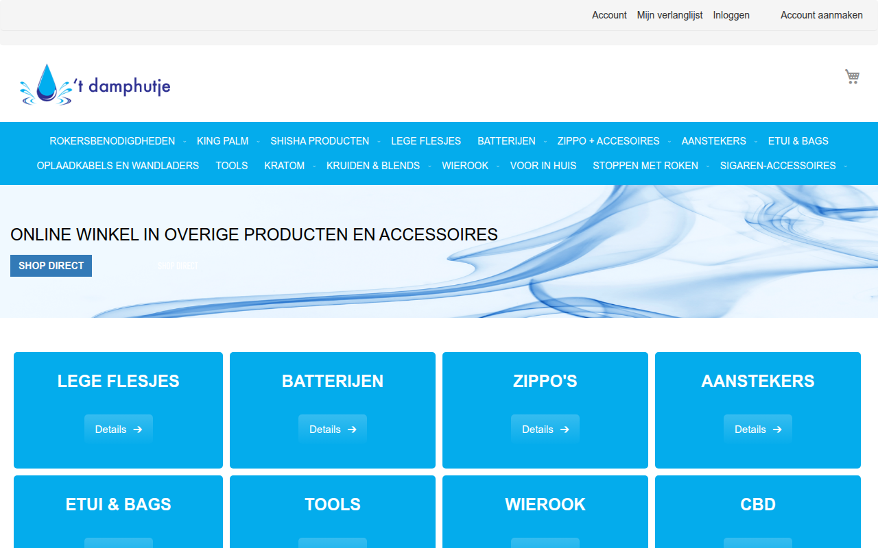 Screenshot van damphutje.nl