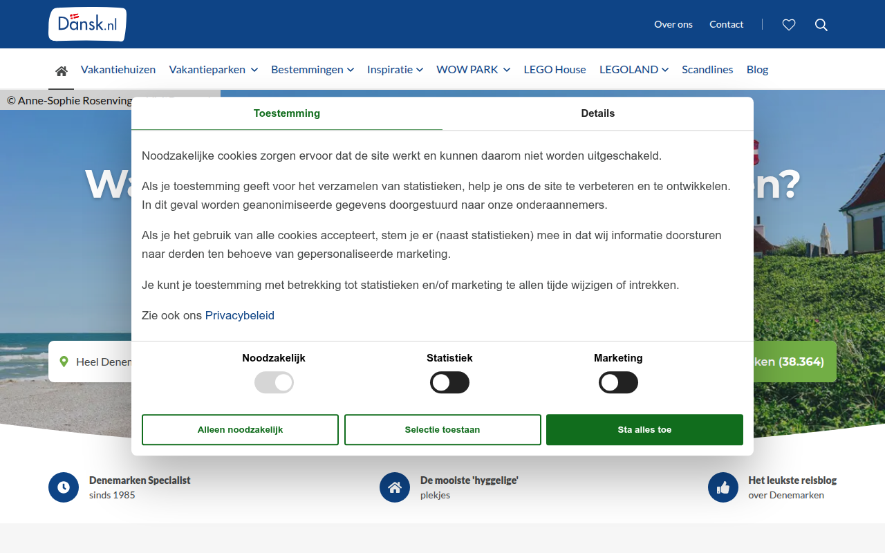 Screenshot van dansk.nl