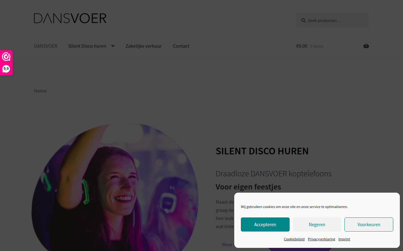 Screenshot van dansvoer.nl