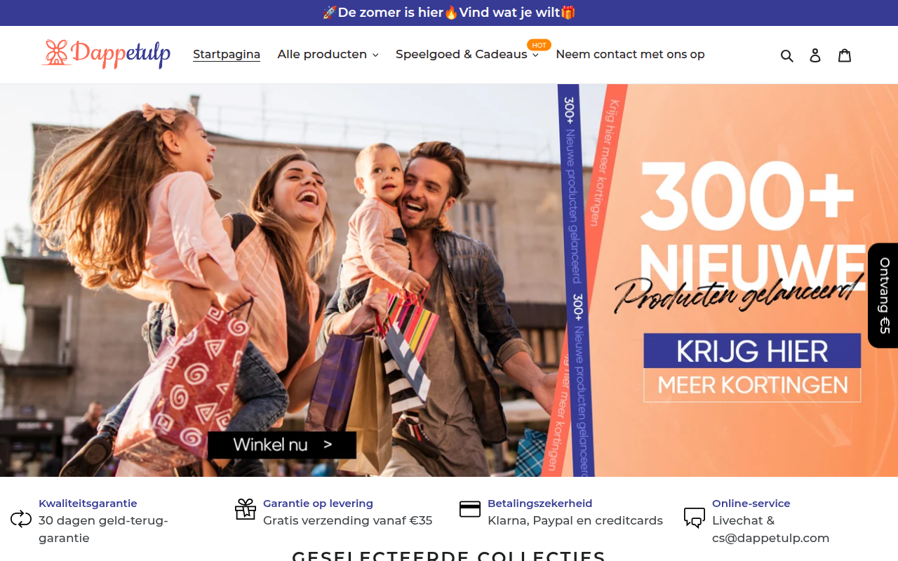 Screenshot van dappetulp.com