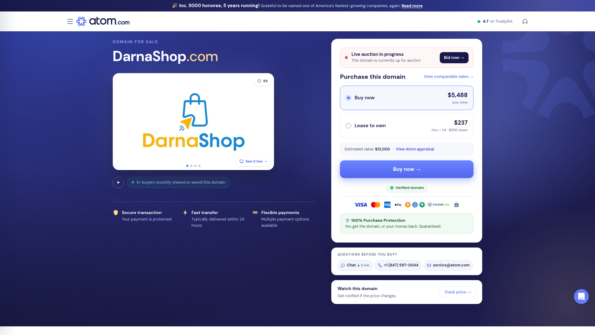 Screenshot van darnashop.com