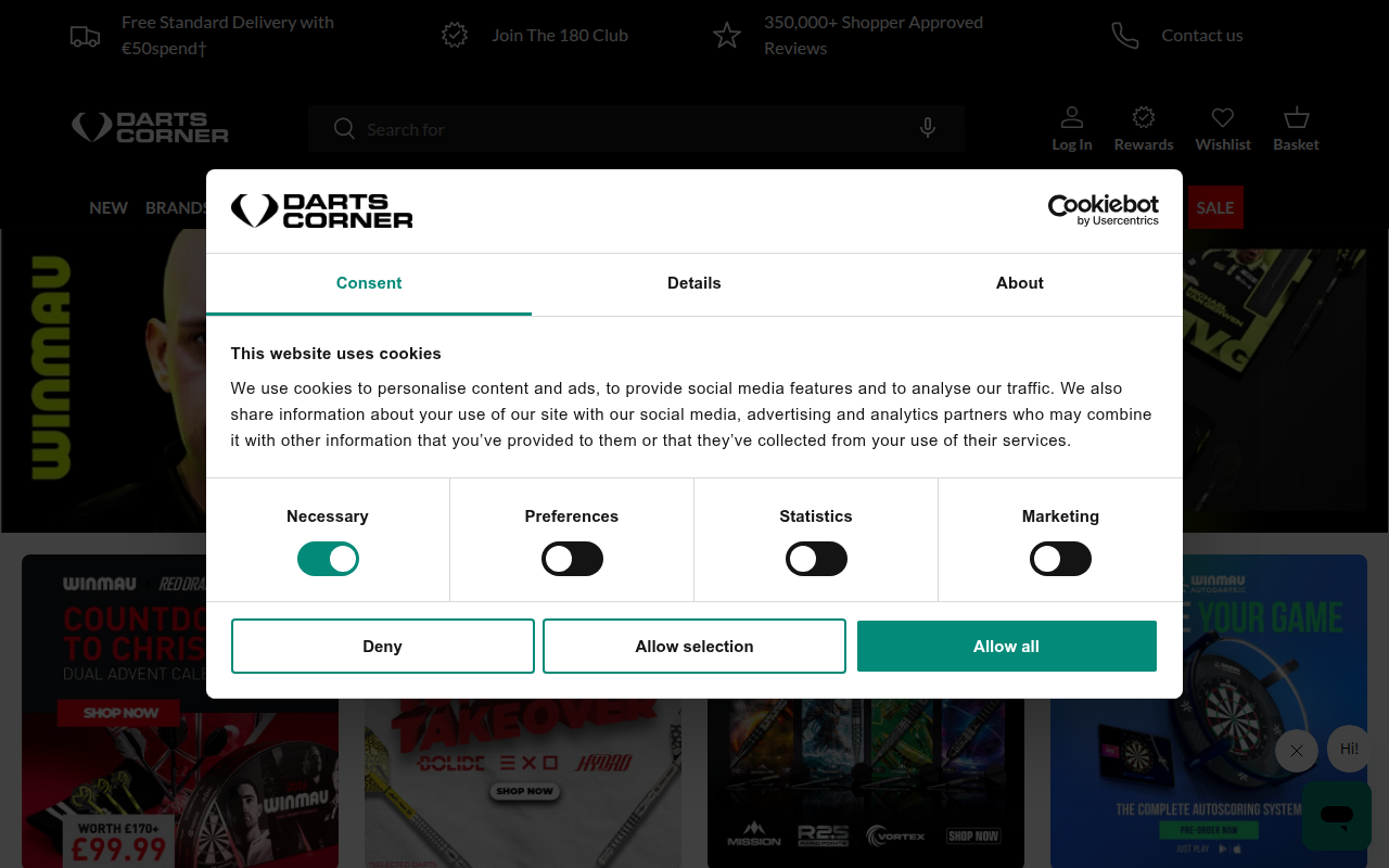Screenshot van dartscorner.nl