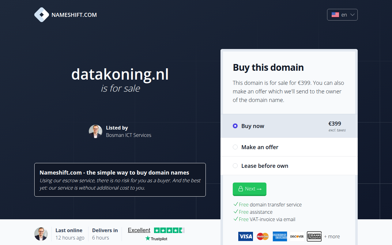 Screenshot van datakoning.nl