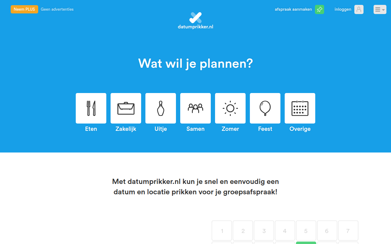 Screenshot van datumprikker.nl