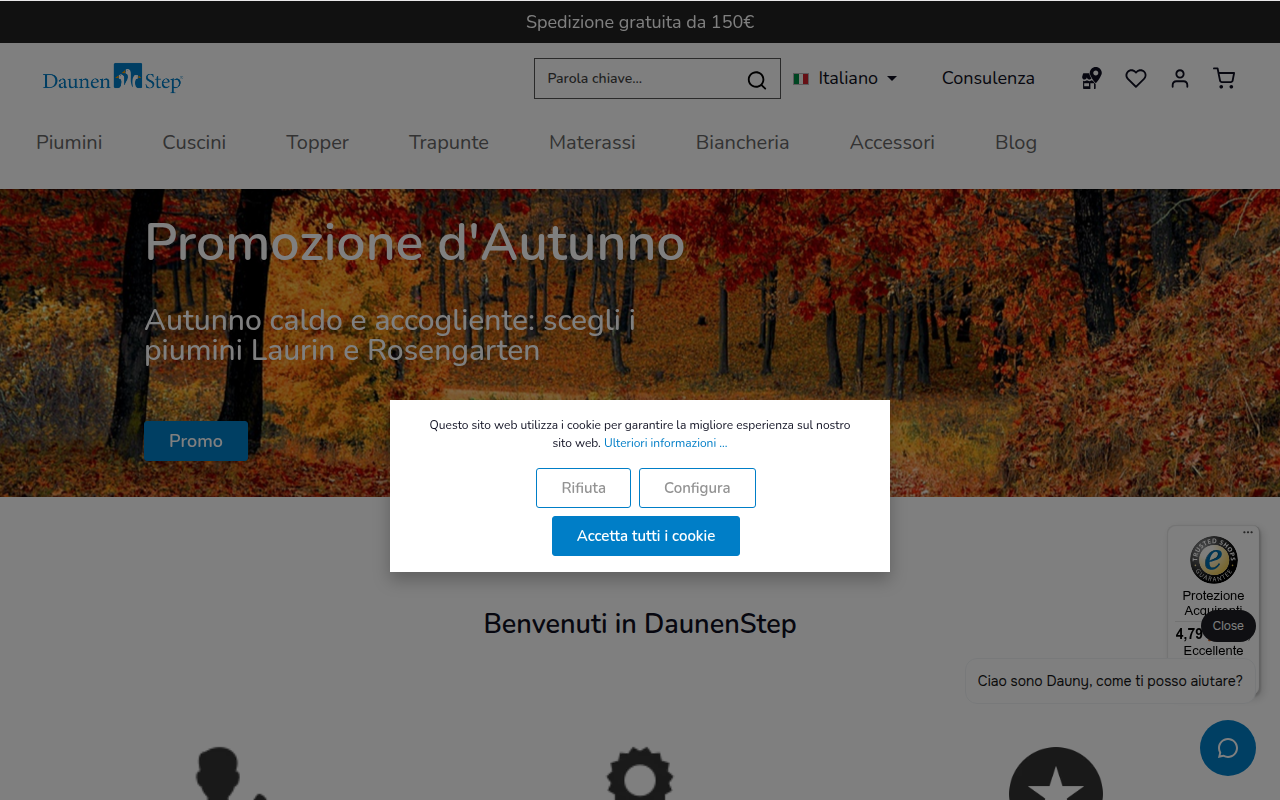 Screenshot van daunenstep.com