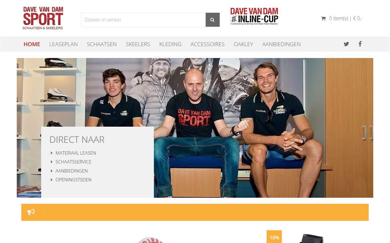 Screenshot van davevandamsport.nl