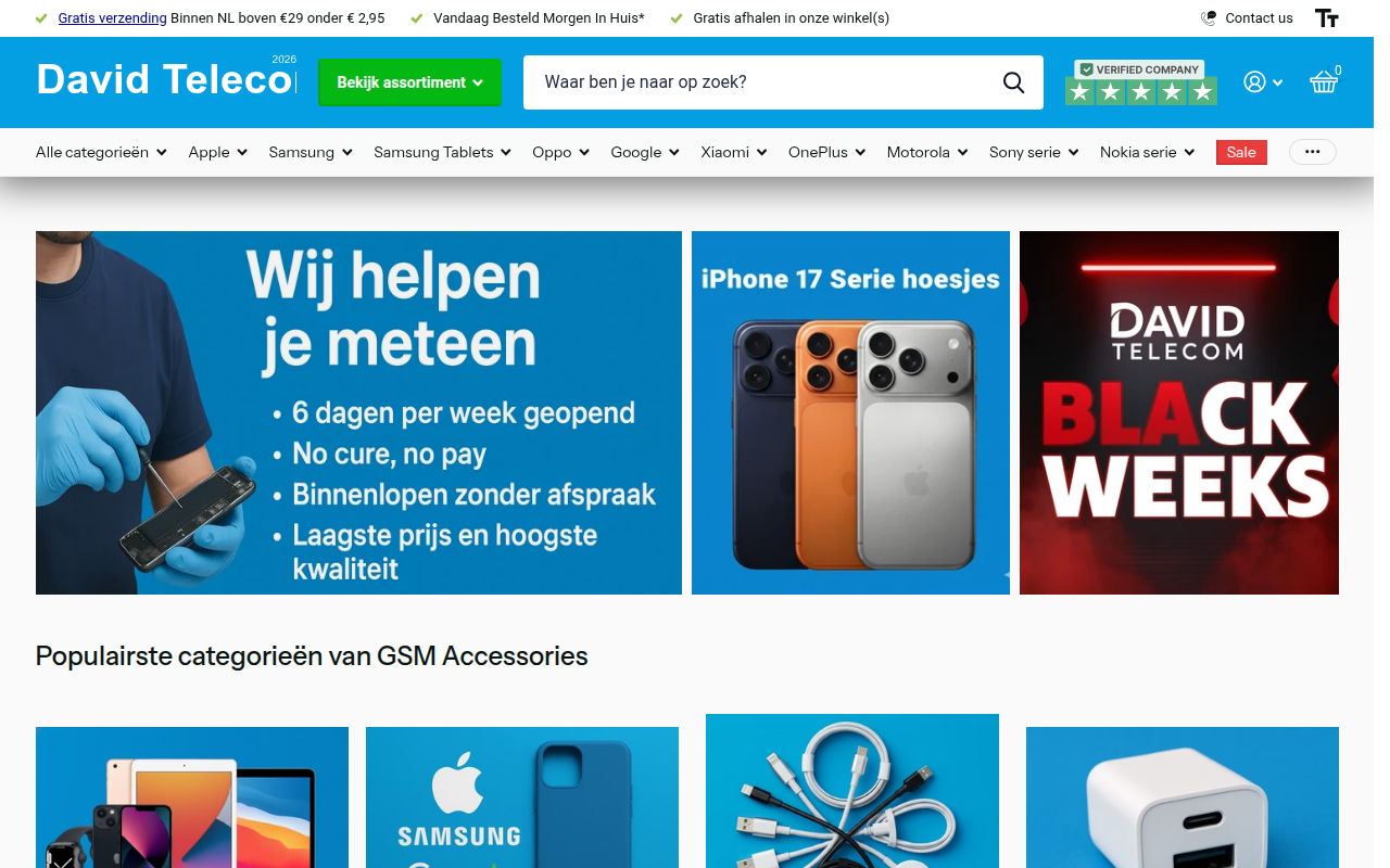 Screenshot van davidtelecom.nl