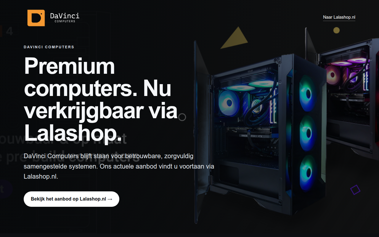 Screenshot van davinci-computers.com