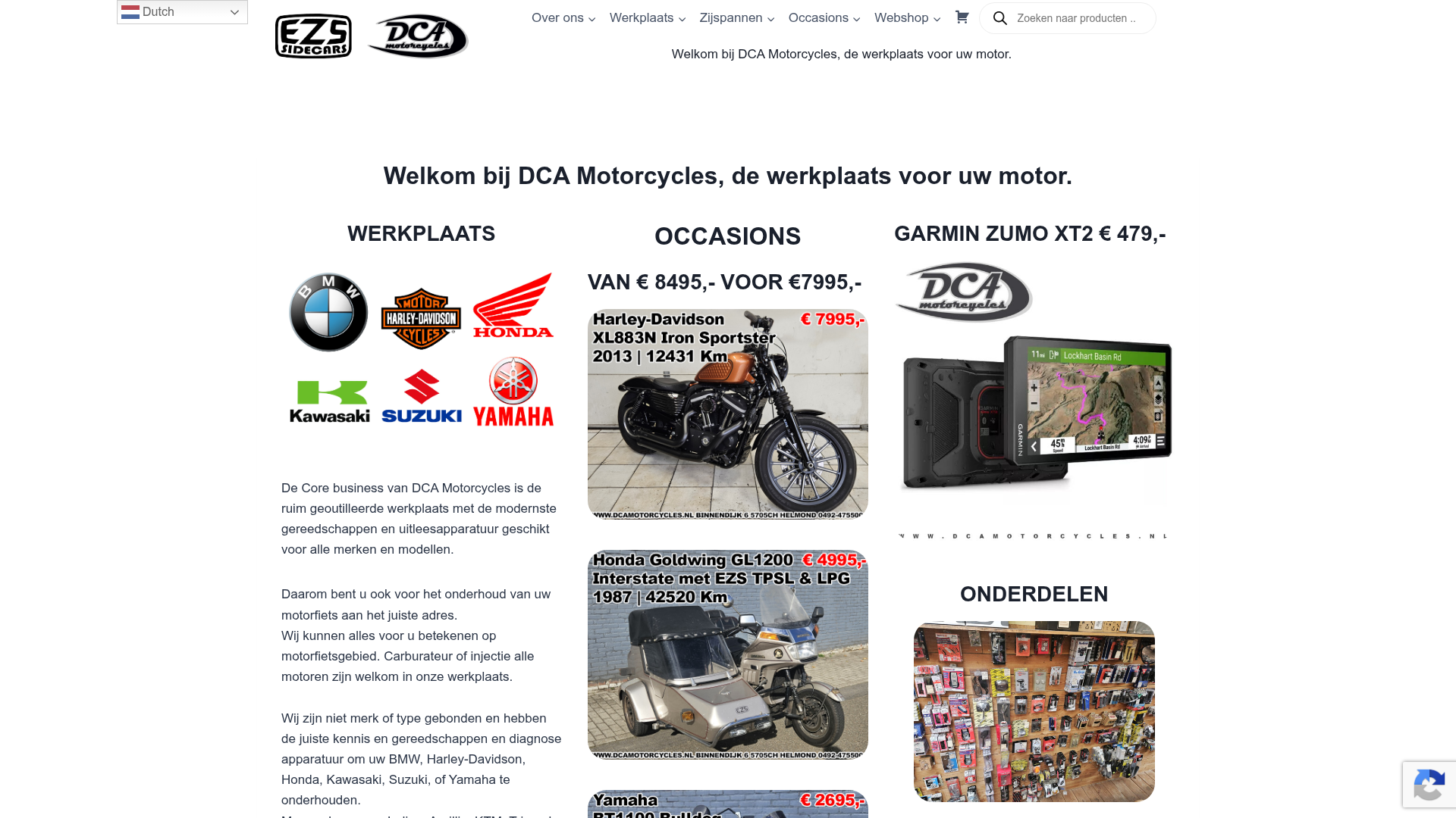 Screenshot van dcamotorcycles.nl