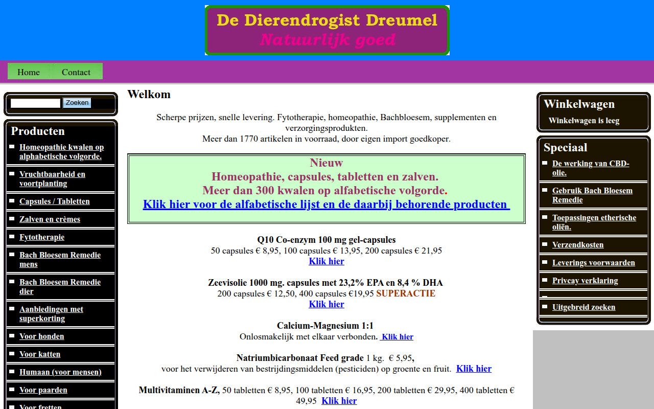 Screenshot van de-dierendrogist.nl